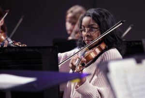 violin student during rehearsal
