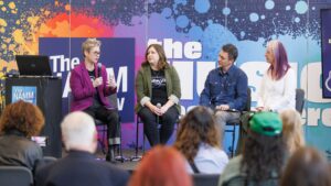 Four women in a panel discussion at the 2026 NAMM show.