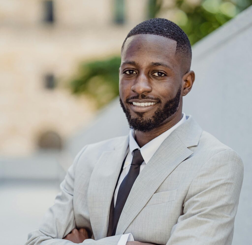 young Black male wearing suit
