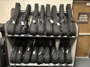 rack holding guitars 