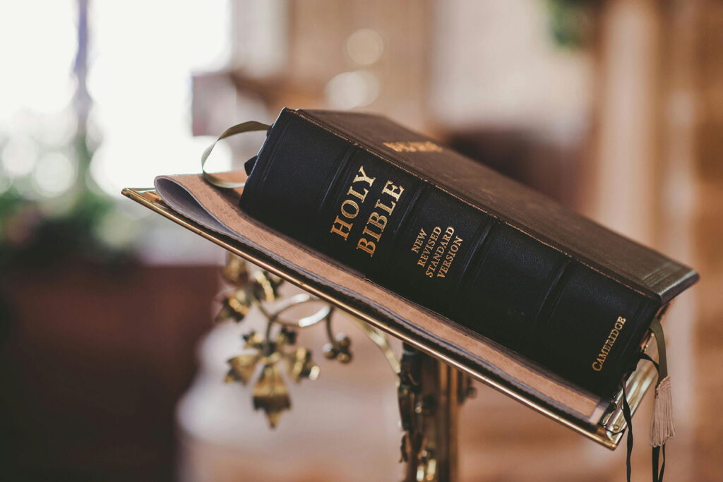 Preparing for easter services showing a bible