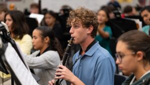 clarinet player during band rehearsal