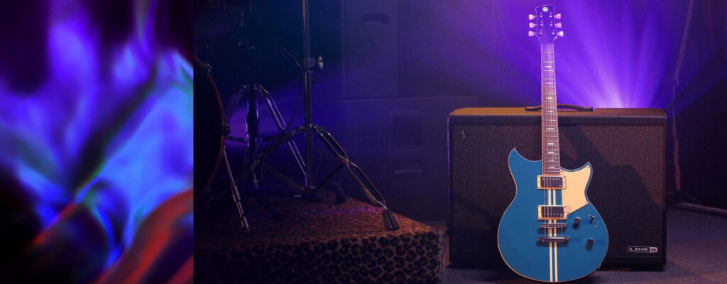 Blue Electric Guitar on a stage