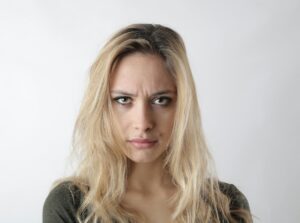 woman with angry look on face