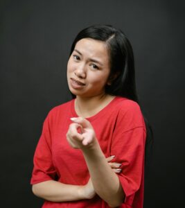 woman pointing her finger