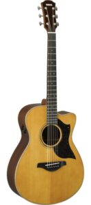 A full-size acoustic guitar.