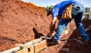 constructing foundation on a building site