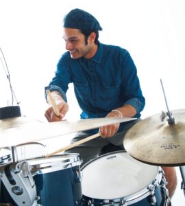 someone playing the drum set