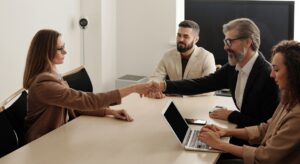 interview committee with a candidate